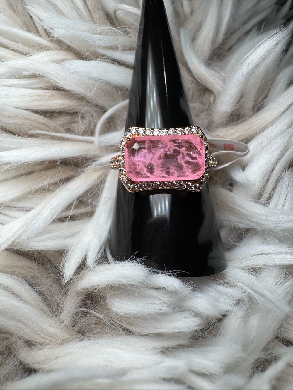 Pink smithsonite bomb party ring